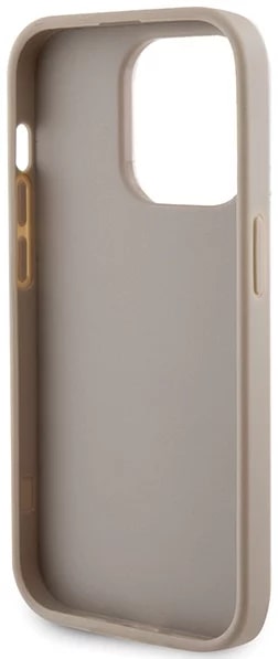Guess iPhone 15 Pro 4G Strass Metal Logo Θήκη με Επένδυση Συνθετικού Δέρματος - Gold - GUHCP15LPS4DGPD
