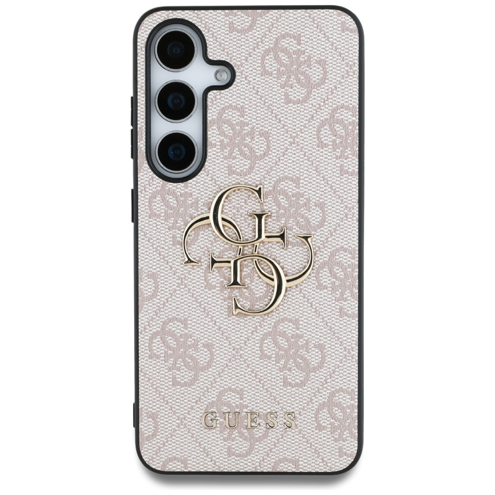 Guess Samsung Galaxy S25 - 4G Big Metal Logo - Θήκη με Επένδυση Συνθετικού Δέρματος - Pink - GUHCS25S4GMGPI