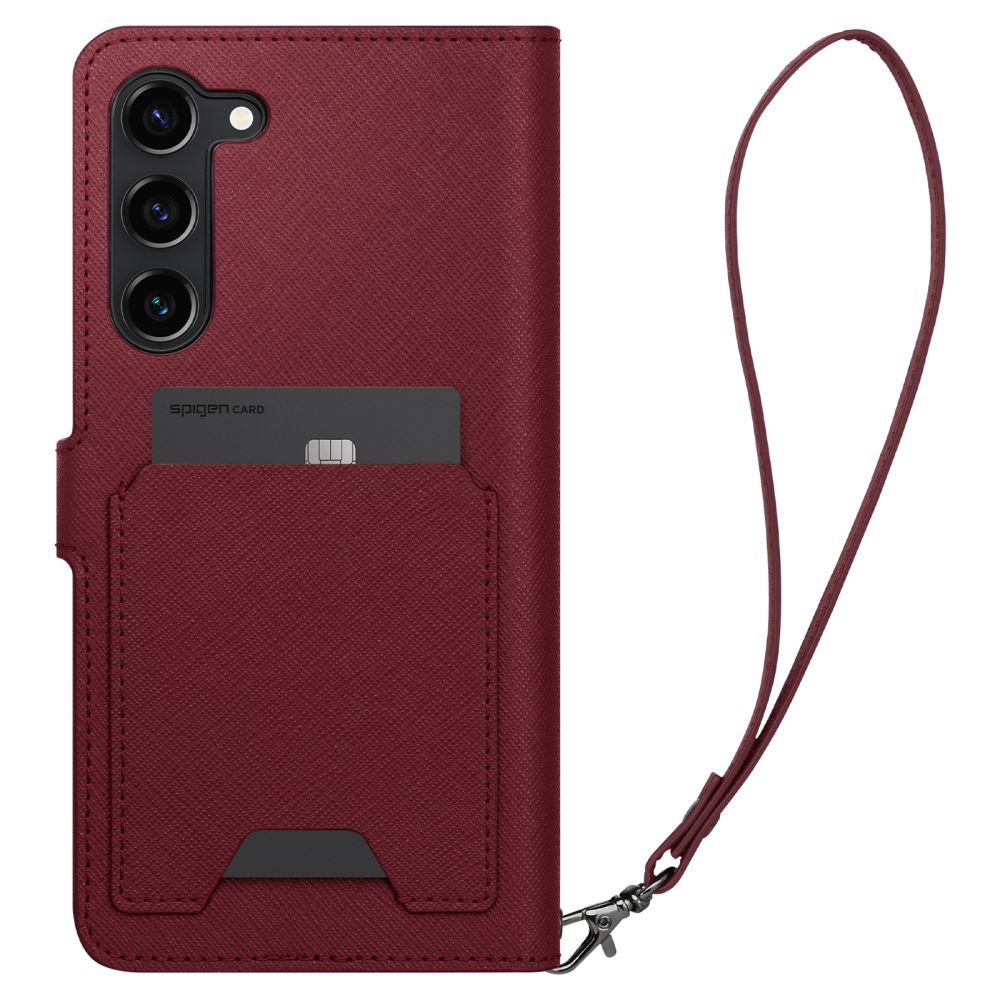 Spigen Samsung Galaxy S23+ Wallet S Plus Θήκη Πορτοφόλι από Δερματίνη - Burgundy