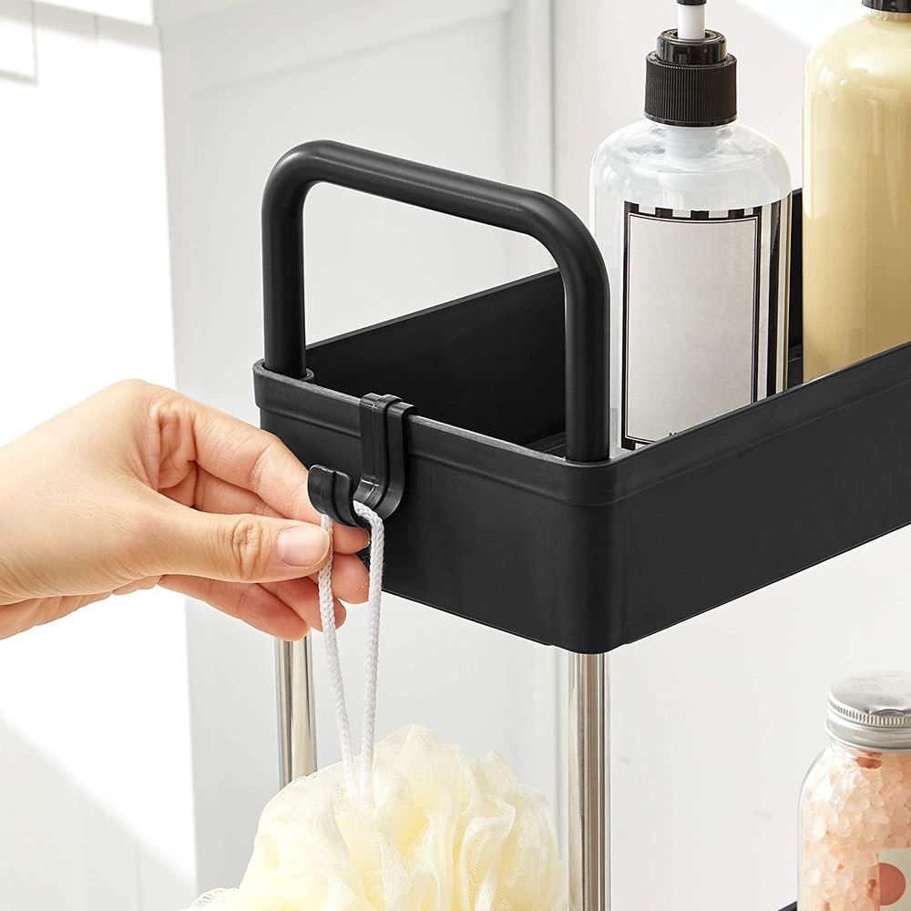 Songmics Πλαστικό Καρότσι Εξοικονόμησης Χώρου για Οργάνωση και Αποθήκευση με 4 Ράφια - 40 x 13.5 x 93 cm - Black - KSC018B01