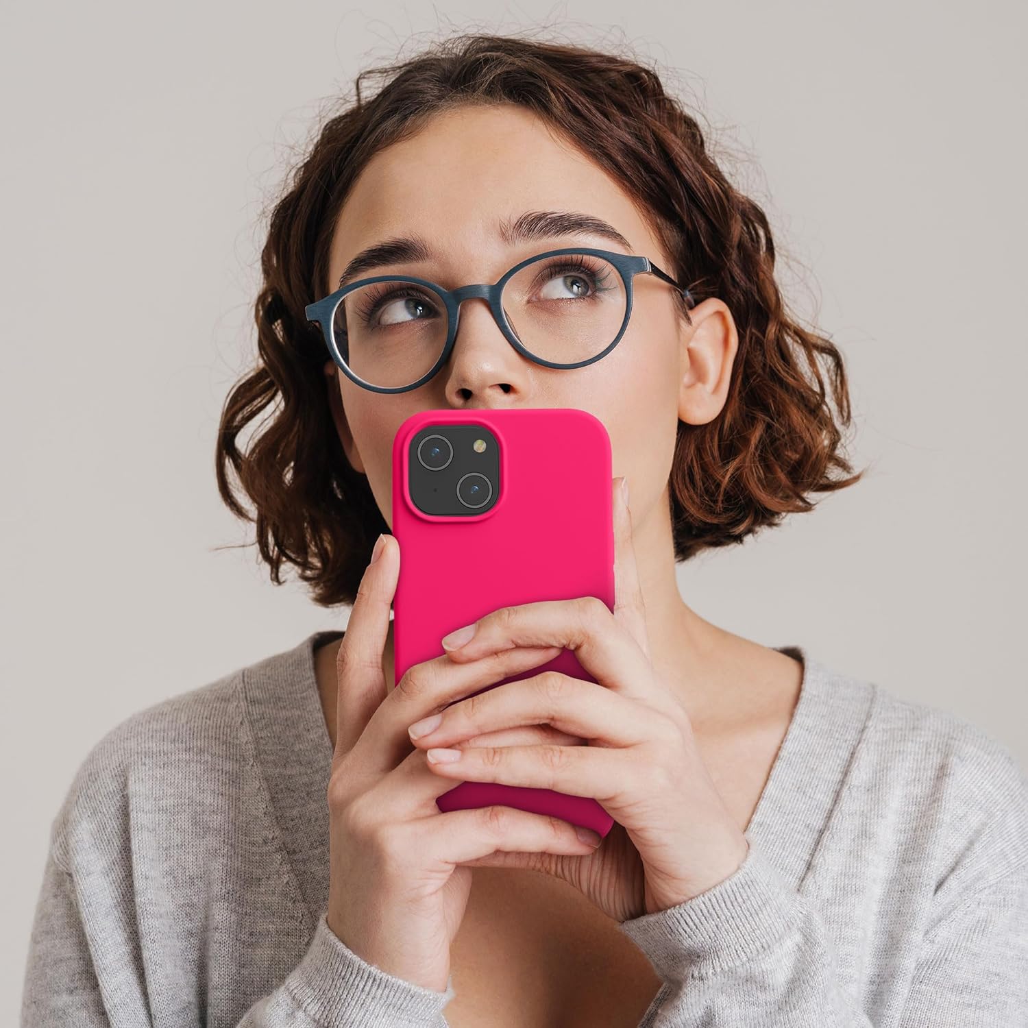 Kalibri iPhone 15 Θήκη Σιλικόνης Rubberized TPU - Neon Pink