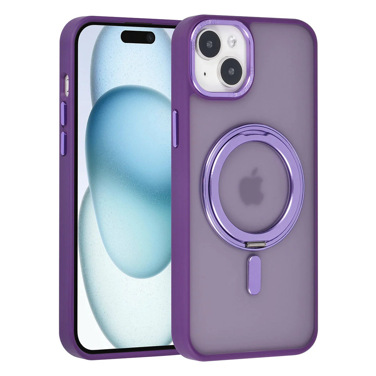 Tuniq iPhone 15 Plus / 14 Plus - Σκληρή MagSafe Θήκη με Περιστρεφόμενο Δαχτυλίδι Συγκράτησης - Μοβ