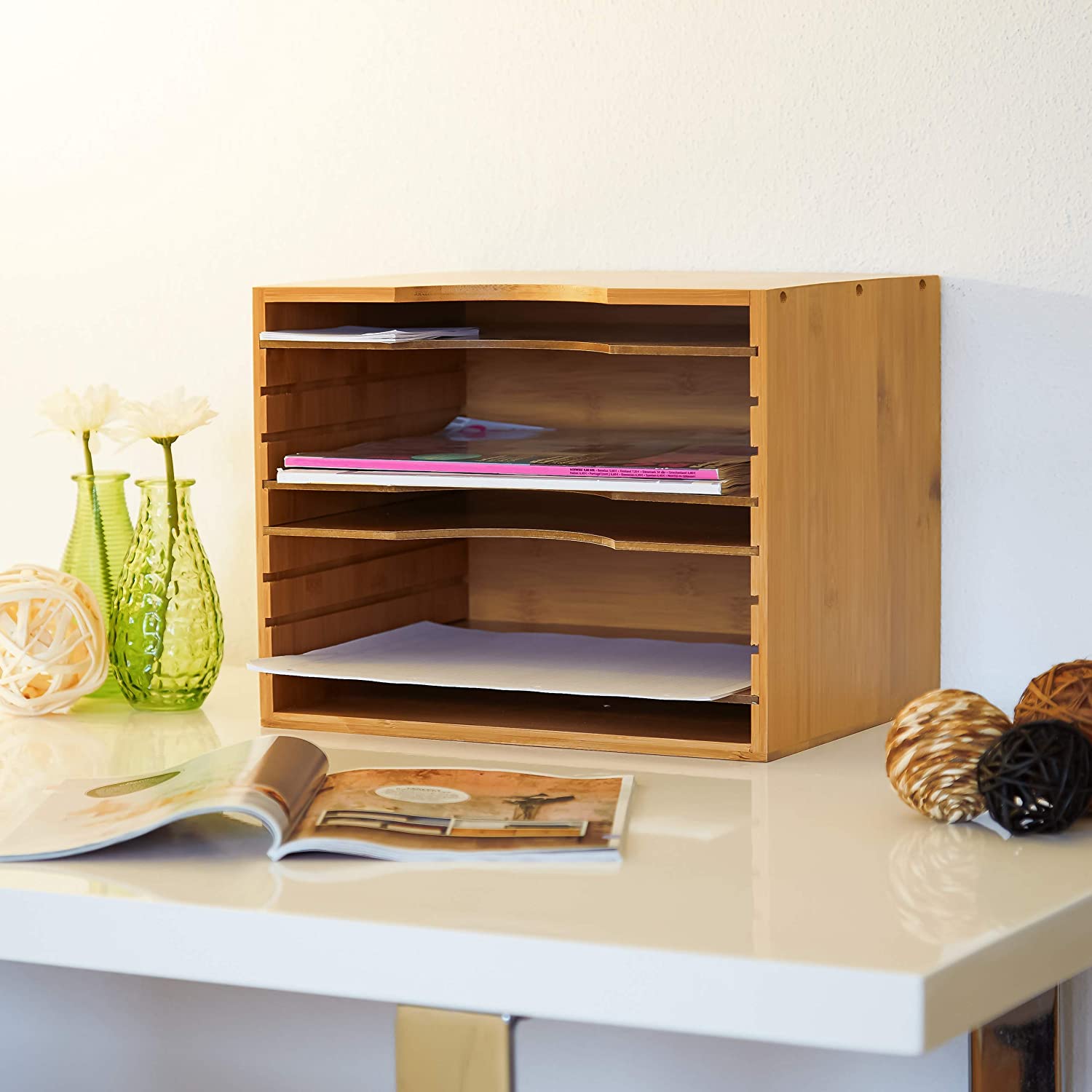 Relaxdays Ράφι Οργάνωσης Σημειώσεων και Εγγράφων από Bamboo - Natural - 4052025203221