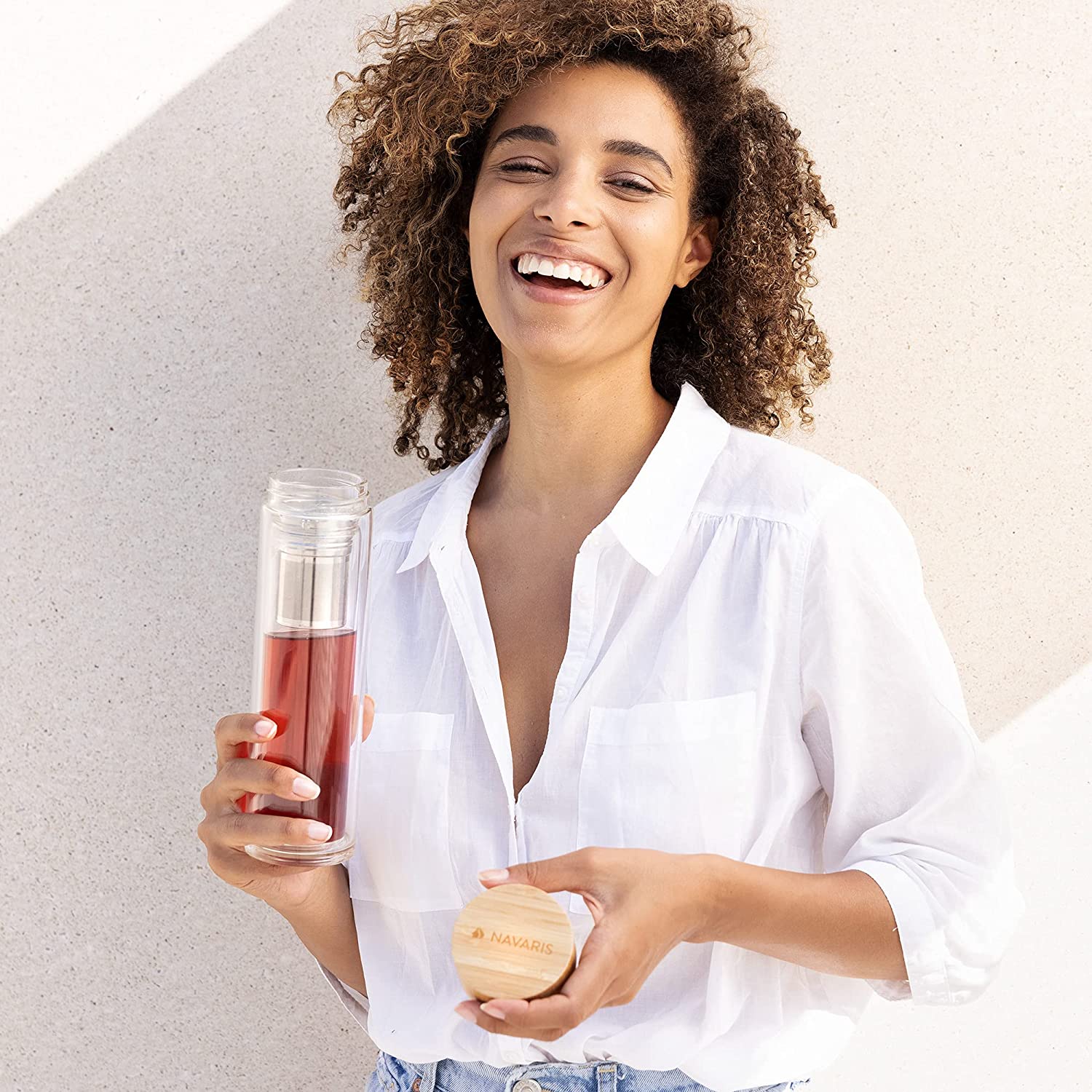 Navaris Γυάλινο Μπουκάλι Τσαγιού με Θήκη μεταφοράς - 500ml - Clear - 45888.2