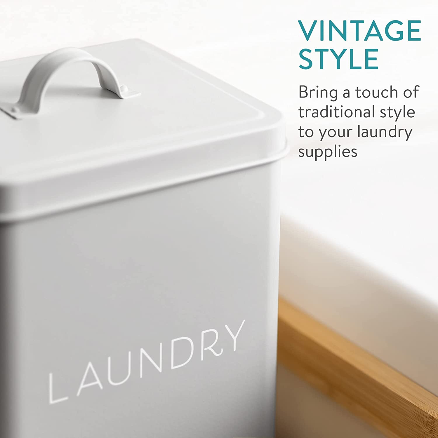 Navaris Μεταλλικό Κουτί Αποθήκευσης Απορρυπαντικού Πλυντηρίου - 18 x 15,5 x 23 cm - Grey - 54966.22