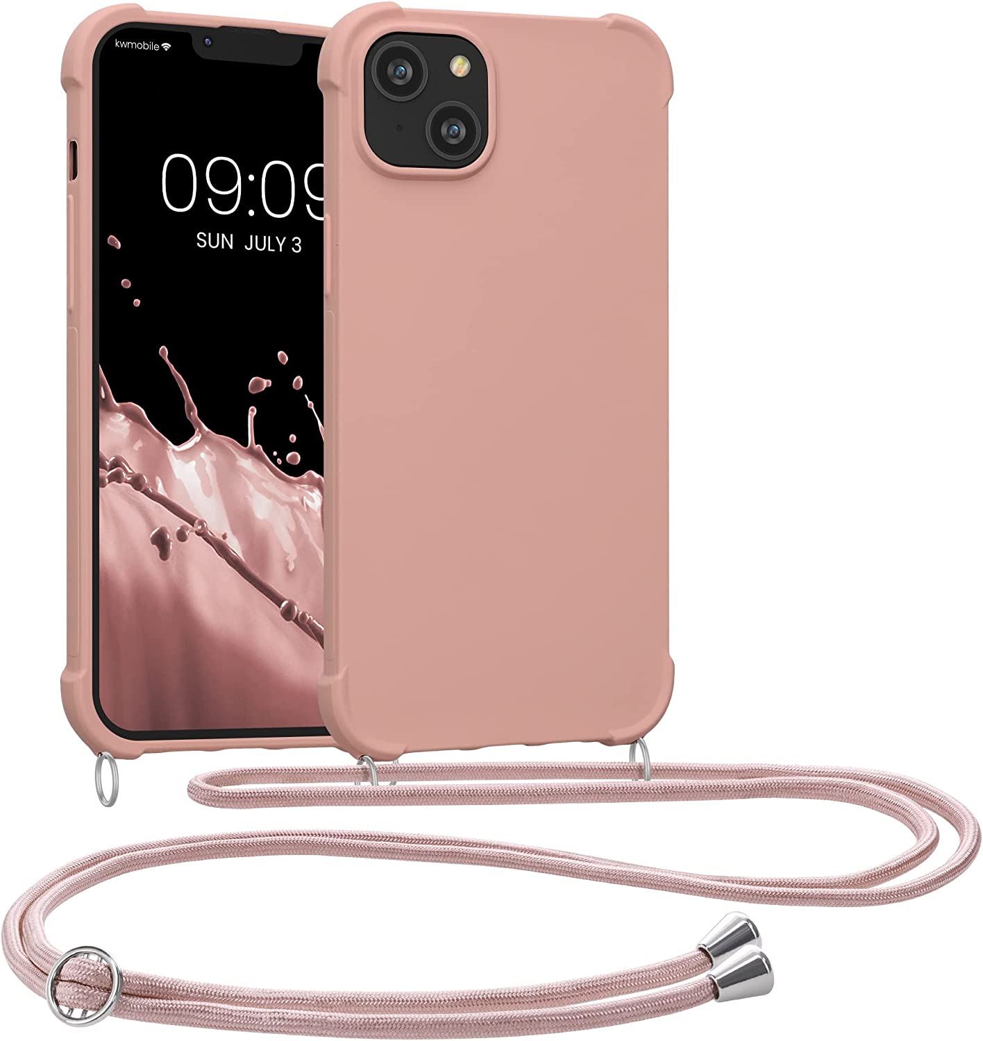 KW iPhone 14 Plus Θήκη Σιλικόνης TPU με Λουράκι - Mother Of Pearl - 59117.154