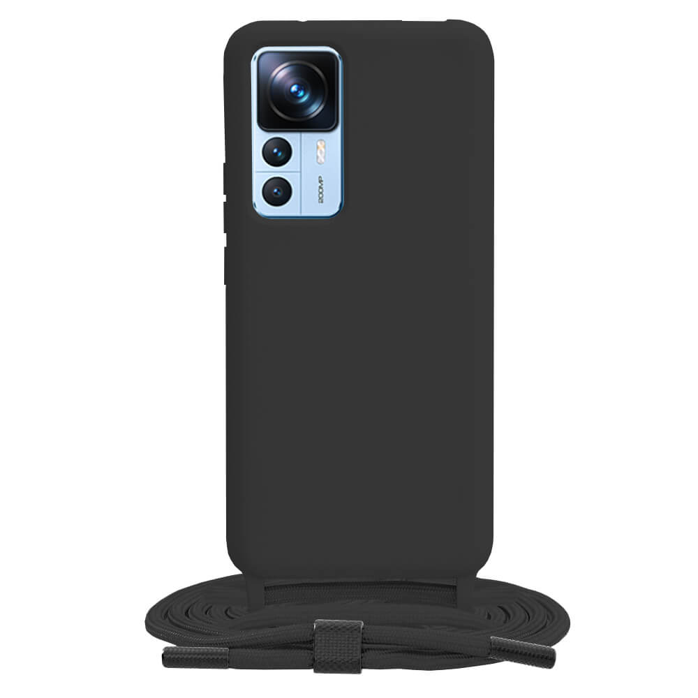 Techsuit Xiaomi 12T / 12T Pro Crossbody Lanyard Θήκη Σιλικόνης TPU με Λουράκι - Black