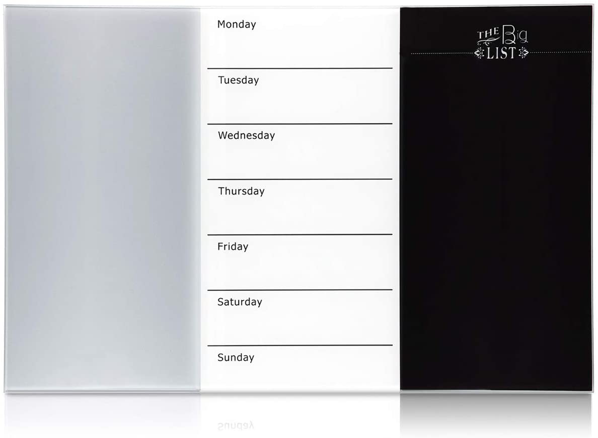 Navaris Γυάλινος Μαγνητικός Πίνακας Εβδομαδιαίου Χρονοδιαγράμματος - 60 x 40cm - White - Black - 49252.01