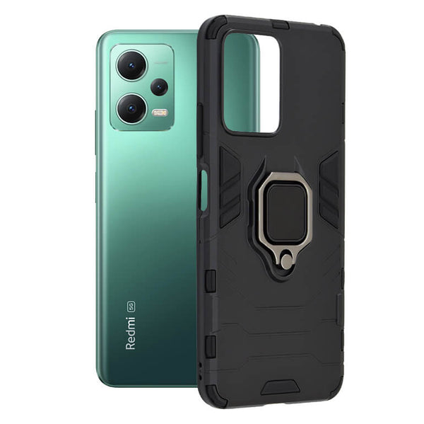 Techsuit Xiaomi Redmi Note 12 5G / Xiaomi Poco X5 5G Silicone Shield Σκληρή Θήκη με Δαχτυλίδι Συγκράτησης - Black - likebrands.gr