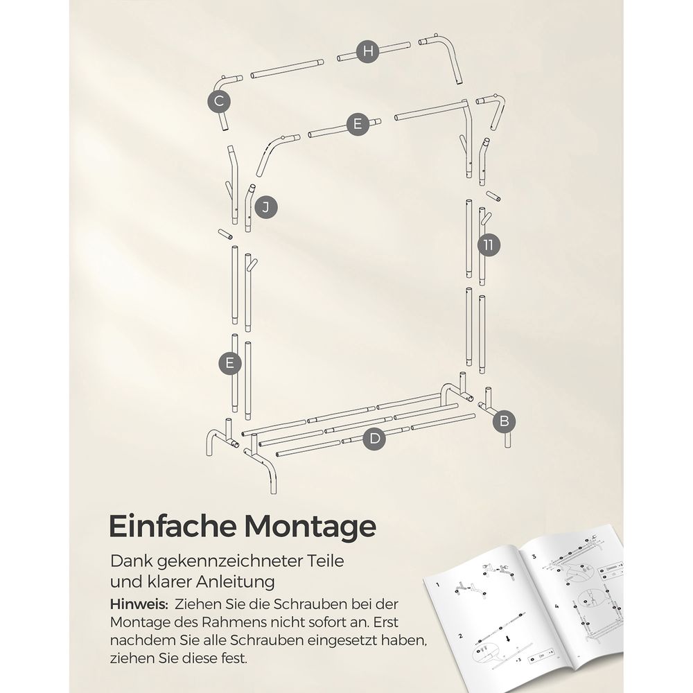 Songmics Τροχήλατη Κρεμάστρα Pούχων με 2 Pάγες και Ράφι - Ράγα Ρούχων - 52.5 x 103.5 x 155 cm - Black - HSR107B01