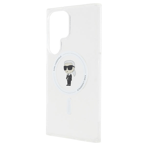 Karl Lagerfeld Samsung Galaxy S24 Ultra - IML Ikonik - Magsafe Σκληρή Θήκη με Πλαίσιο Σιλικόνης - Διάφανη - KLHMS24LHFCKNOT