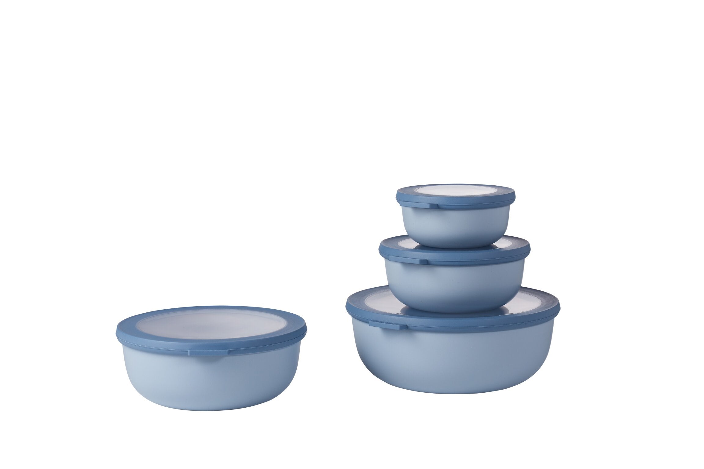 Mepal Cirqula Round Σετ με 4 BPA Free Δοχεία Αποθήκευσης Φαγητού - 350 ml - 750 ml - 1250 ml - 2250 ml - Nordic Blue
