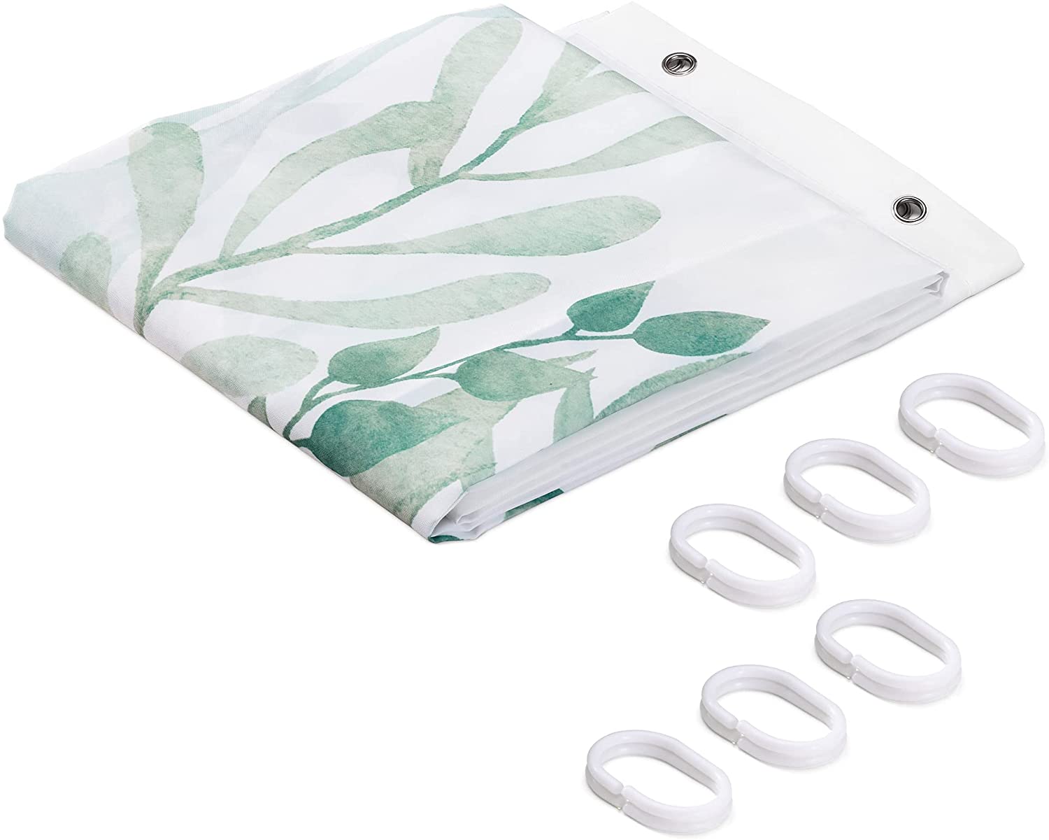 Navaris Κουρτίνα Μπάνιου - Design Green Plants - Green / White - 54265.02