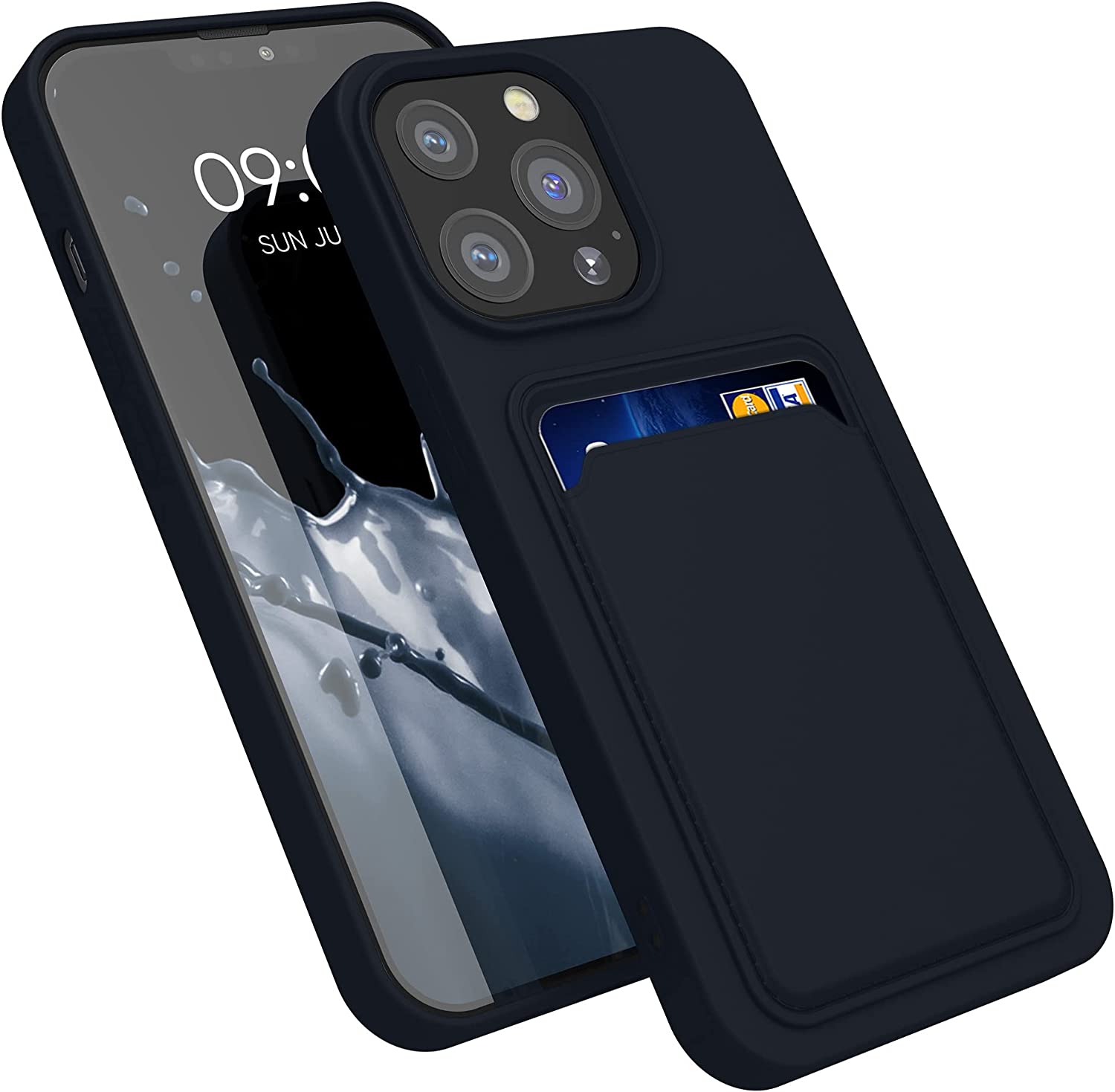 KW iPhone 13 Pro Θήκη Σιλικόνης TPU με Υποδοχή για Κάρτα - Dark Blue - 55969.17