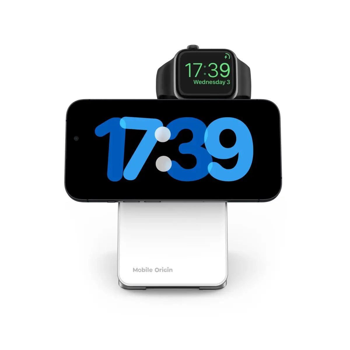 Mobile Origin Qi2 CompactStand 3in1 Ασύρματος Μαγνητικός Φορτιστής MagSafe - White / Silver