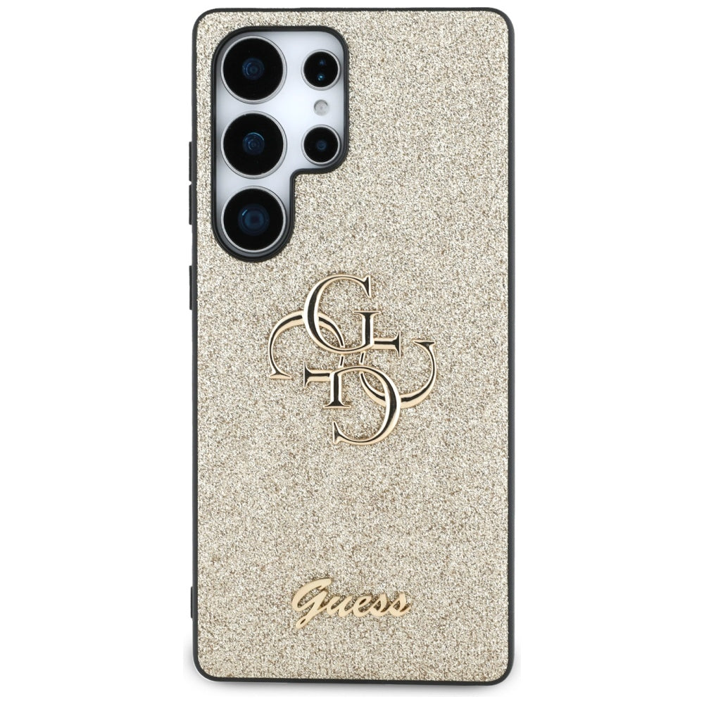 Guess Samsung Galaxy S25 Ultra - Fixed Glitter Big 4G - Σκληρή Θήκη με Πλαίσιο Σιλικόνης - Gold - GUHCS25LHG4SGD