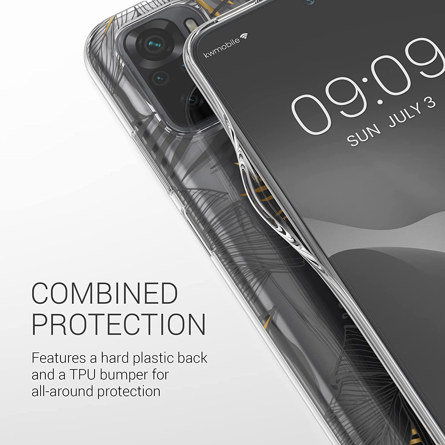 KW Xiaomi Redmi Note 10 / Note 10s / Poco M5s Θήκη Σιλικόνης TPU Design Jungle - Διάφανη / Gold / Grey - 54549.04