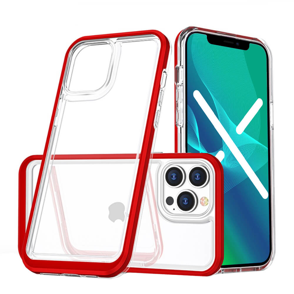 Erbord iPhone 13 Pro Hybrid Frame Σκληρή Θήκη - Red / Διάφανη