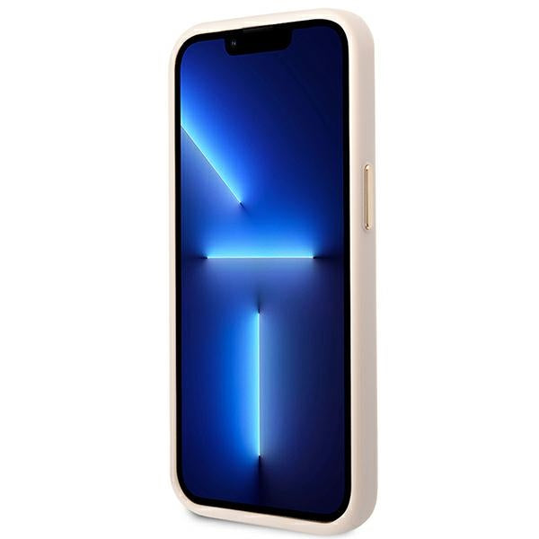 Guess iPhone 14 Pro Max 4G Vintage Gold Logo Σκληρή Θήκη με Πλαίσιο Σιλικόνης - Pink - GUHCP14XHG4SHP