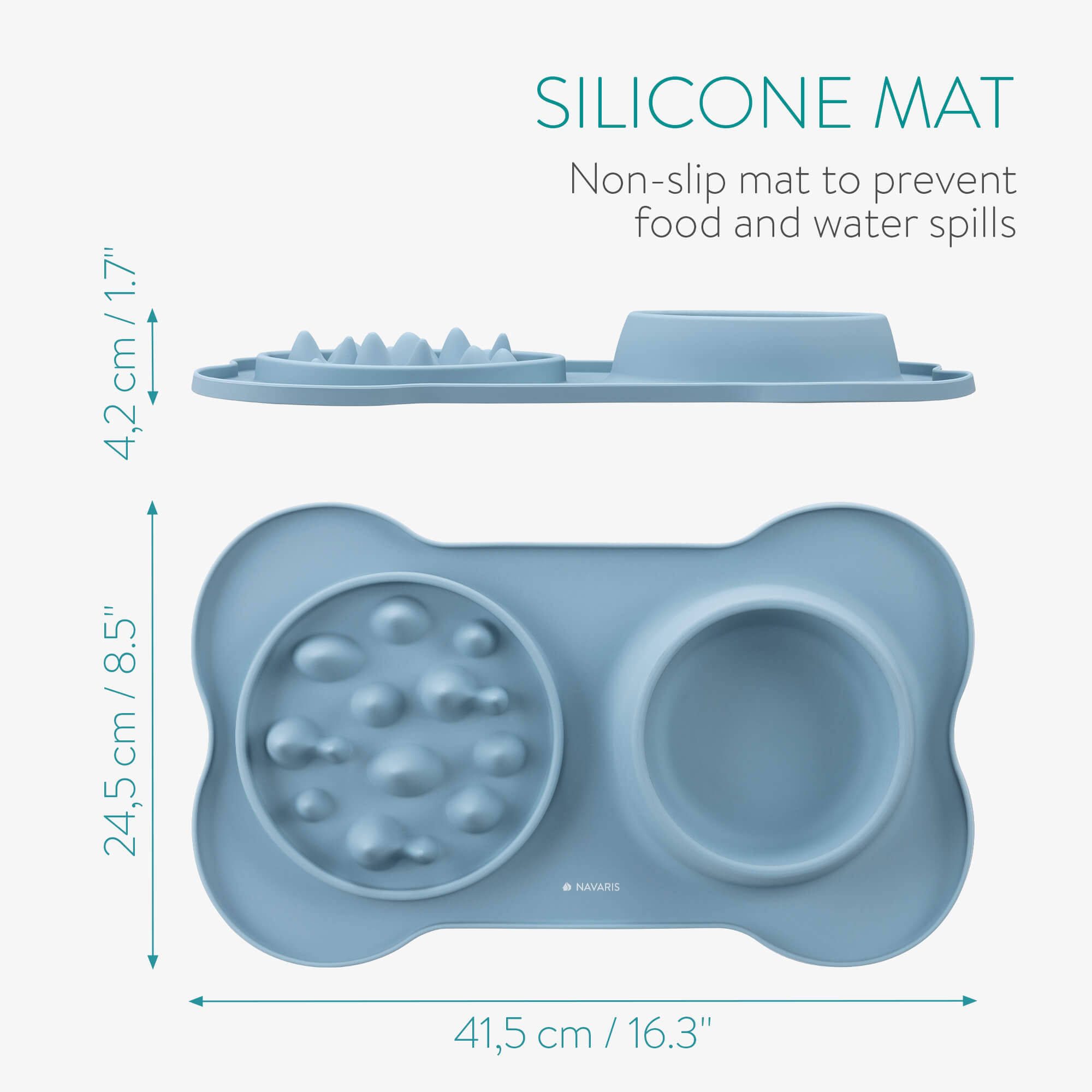 Navaris Slow-Feeder Μπολ Αργής Κατάποσης από Σιλικόνη - Blue - 55133.17