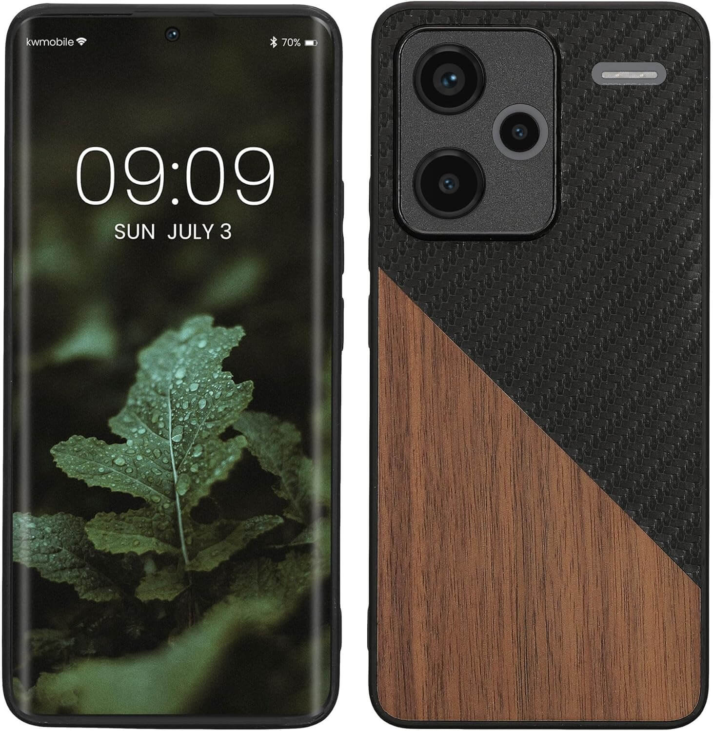 KW Xiaomi Redmi Note 13 Pro+ 5G Θήκη από Φυσικό Ξύλο και Carbon - Black / Dark Brown