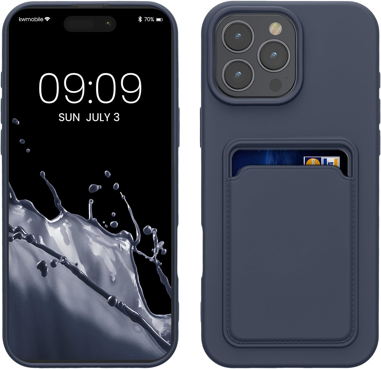 KW iPhone 16 Pro Max Θήκη Σιλικόνης TPU με Υποδοχή για Κάρτα - Dark Blue