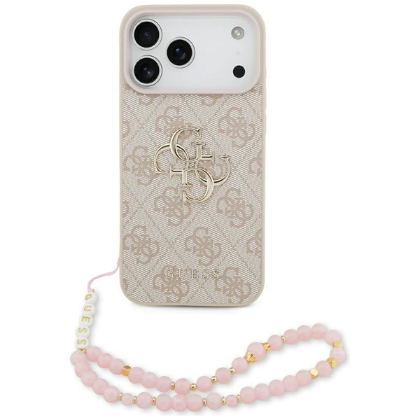Guess iPhone 17 Pro Max - 4G Strap 4G Classic Logo - Σκληρή Θήκη με Επένδυση Συνθετικού Δέρματος και Λουράκι - Pink - GUHCP17XP4GMGSP