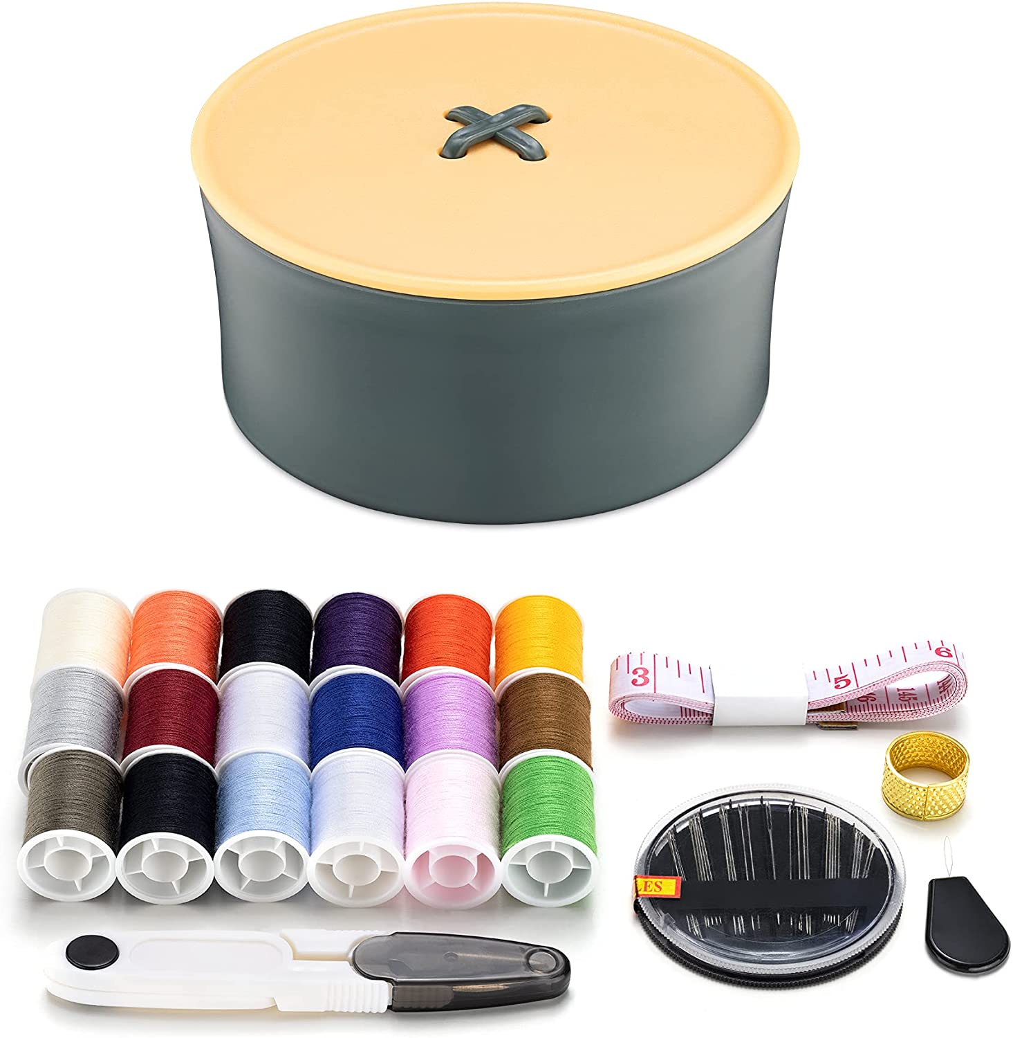 Navaris Κουτί Ραπτικής με 52 Αξεσουάρ - Design Button - Dark Green - 54224.01