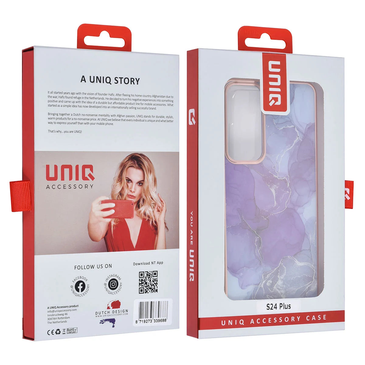 Tuniq Samsung Galaxy S24 Plus - Σκληρή Θήκη με Πλαίσιο Σιλικόνης - Σχέδιο Μάρμαρο - Μοβ