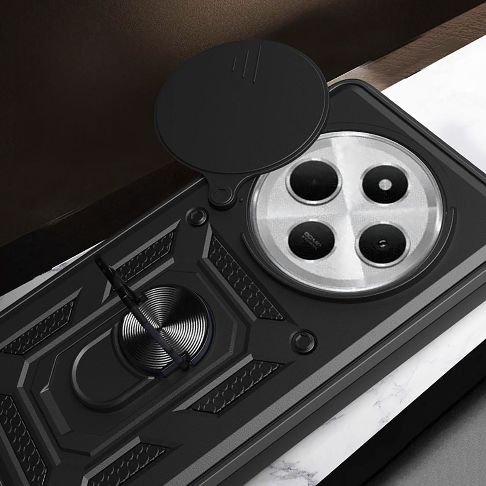 Tech-Protect Xiaomi Redmi 14C / Poco C75 Camshield Pro Σκληρή Θήκη με Πλαίσιο Σιλικόνης και Δαχτυλίδι Συγκράτησης - Black