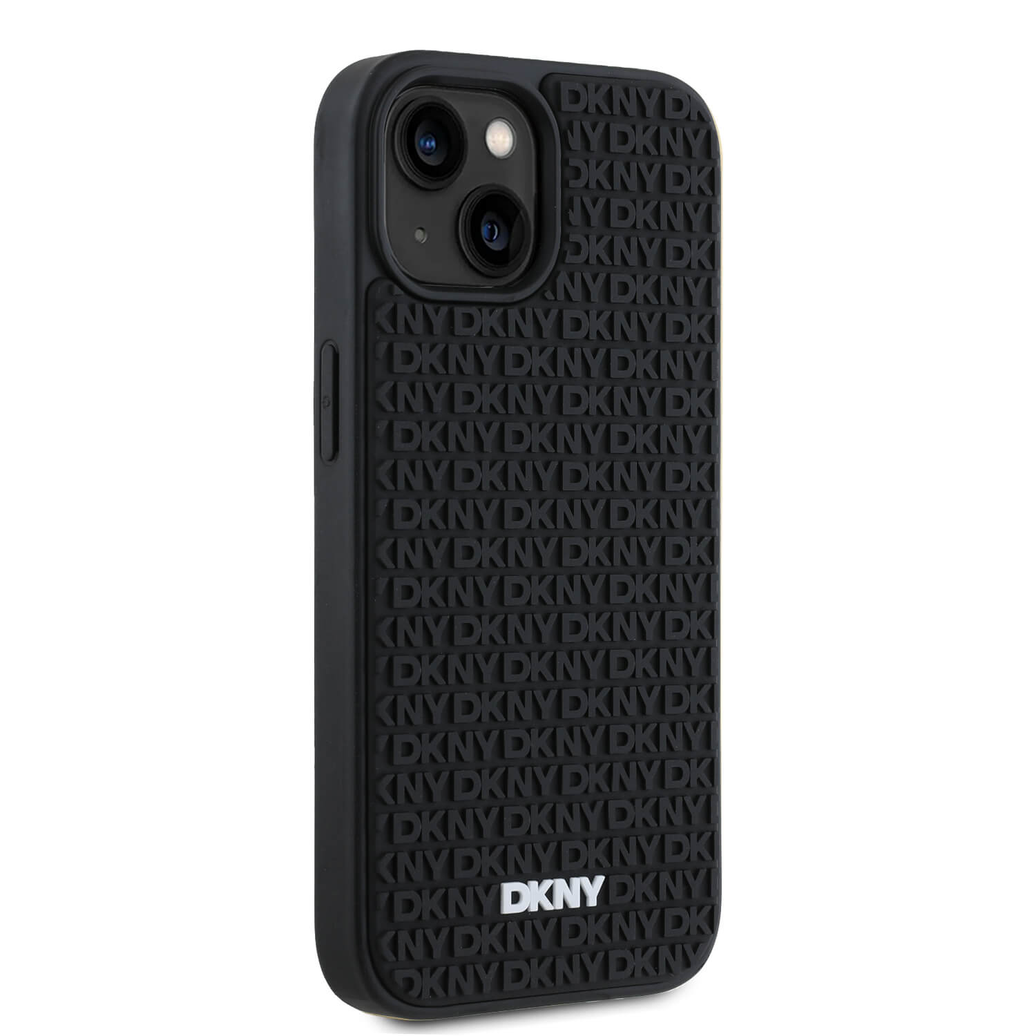 DKNY iPhone 15 / 14 / 13 - 3D Rubber Repeat Pattern - Σκληρή Θήκη με Επένδυση Συνθετικού Δέρματος - Black