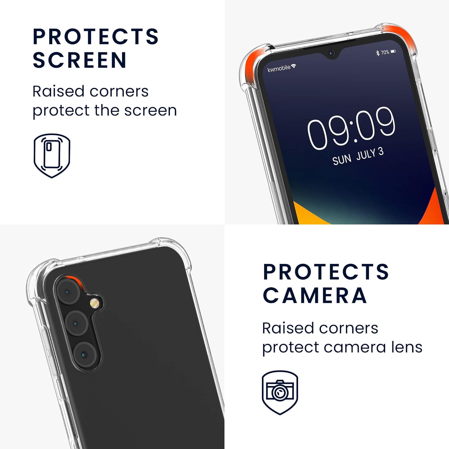 KW Samsung Galaxy A15 4G / A15 5G Θήκη Σιλικόνης TPU με Λουράκι - Διάφανη / Black