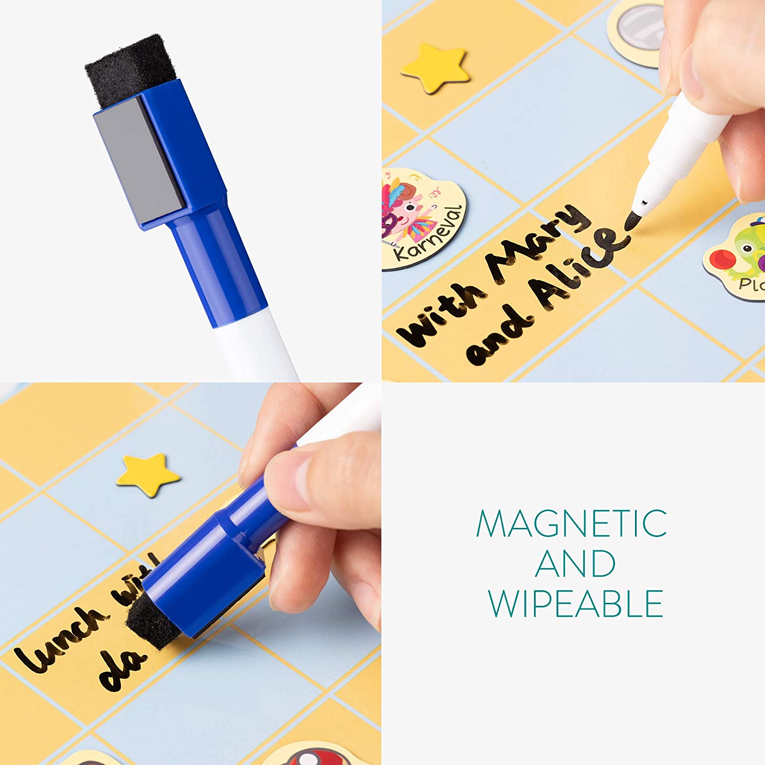 Navaris Εβδομαδιαίος Μαγνητικός Πίνακας Χρονοδιαγράμματος για Παιδιά - 40 x 32 cm - Blue / Multicolor - 53344.02