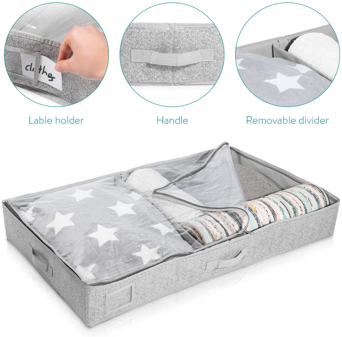 Navaris Σετ με 2 Κουτιά Αποθήκευσης Ρούχων και Κλινοσκεπασμάτων - Grey - 46268.22.2