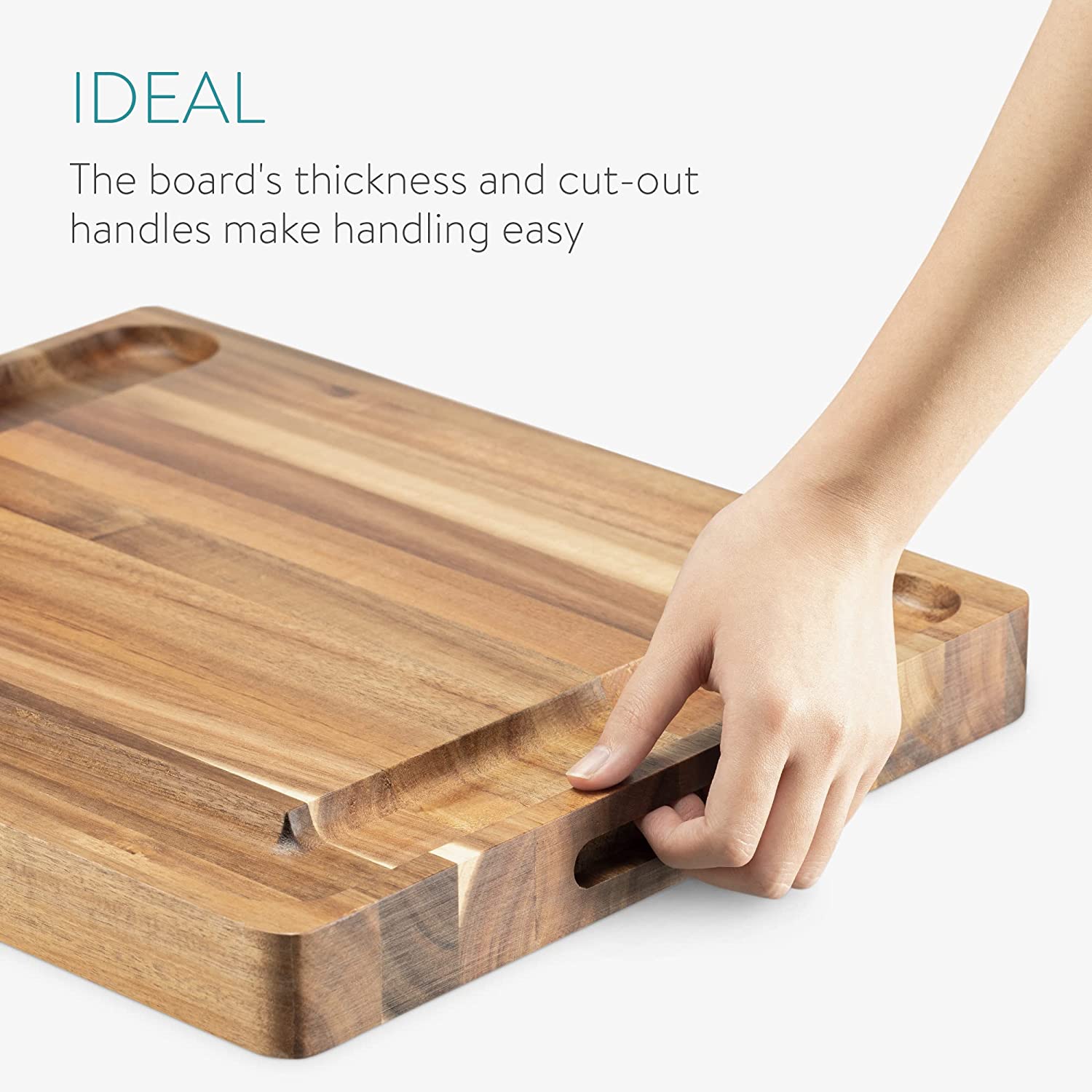 Navaris Ξύλινη Επιφάνεια Διπλής Όψης για Κοπή και Σερβίρισμα από Ακακία - Brown - 55829.01