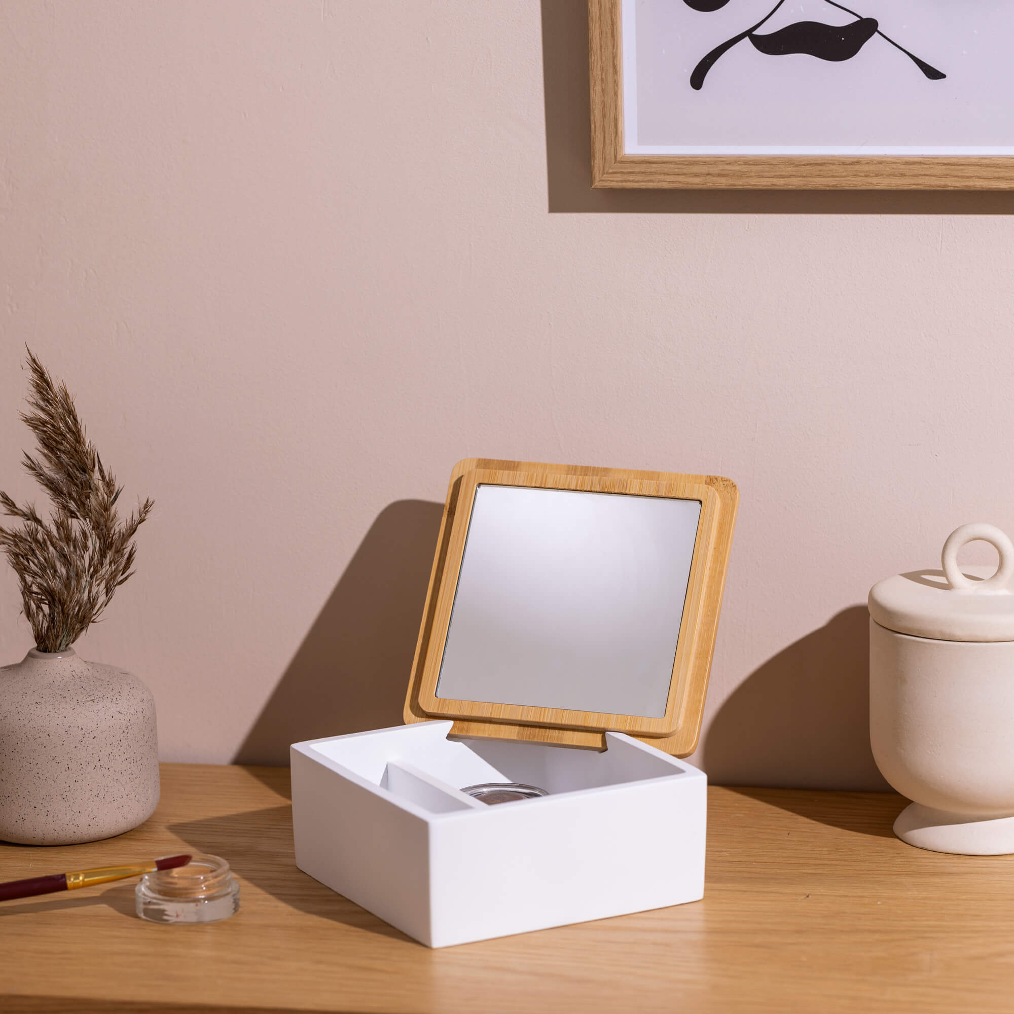 Navaris Κουτί Αποθήκευσης Κοσμημάτων με Καθρέπτη - White / Brown - 57648.02