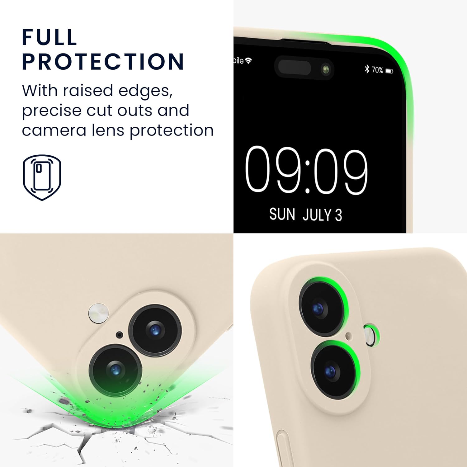 KW iPhone 16 Θήκη Σιλικόνης Rubberized TPU - Cream