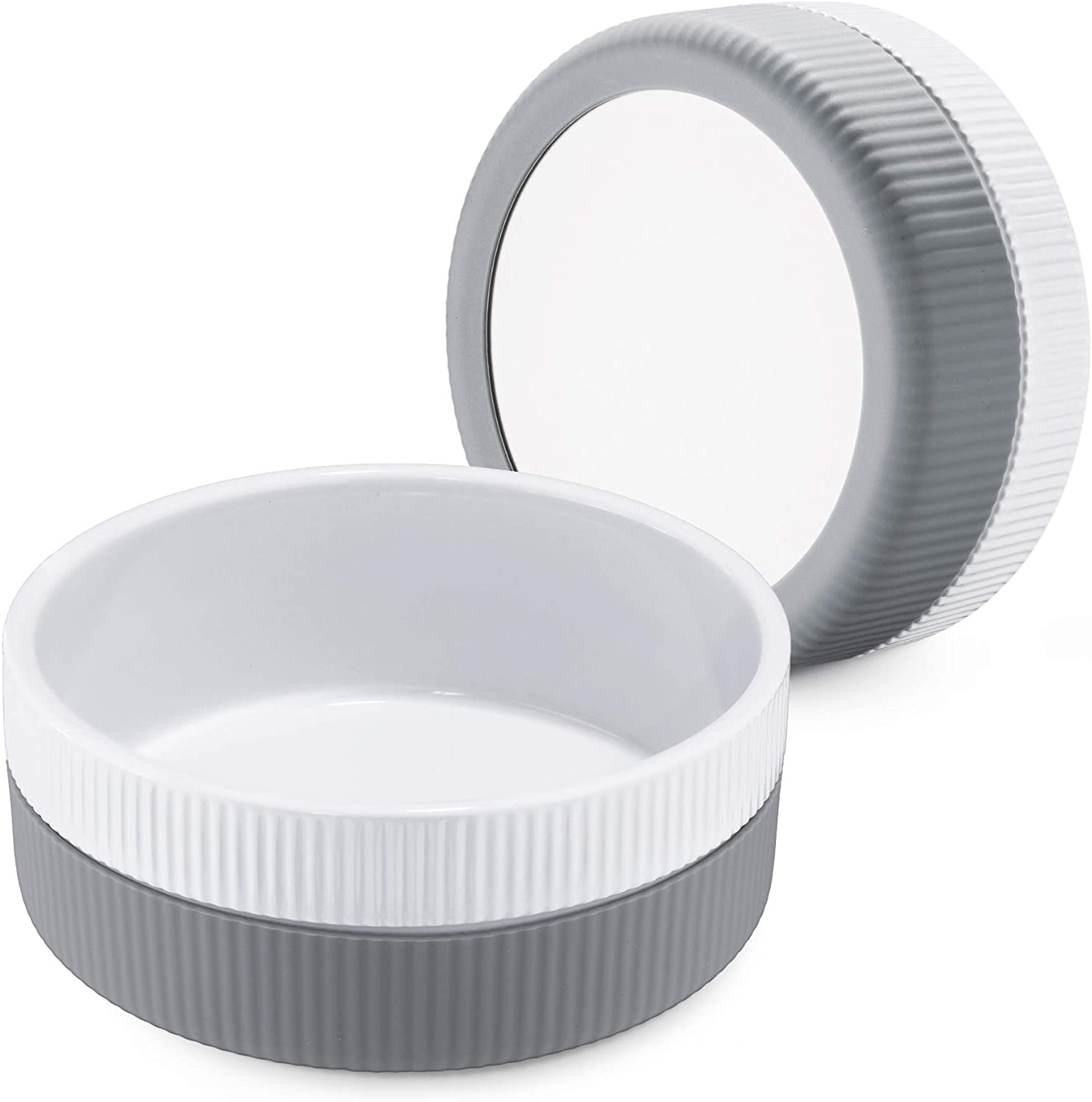 Navaris Σετ με 2 Κεραμικά Μπολ 700ml για Κατοικίδια - Grey - 53411.22