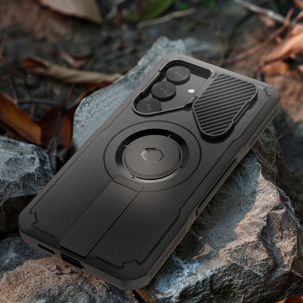 Tech-Protect Samsung Galaxy S25 Kevlar MagSafe+ Σκληρή Θήκη με Προστασία για την Οθόνη / την Κάμερα και Stand - Black