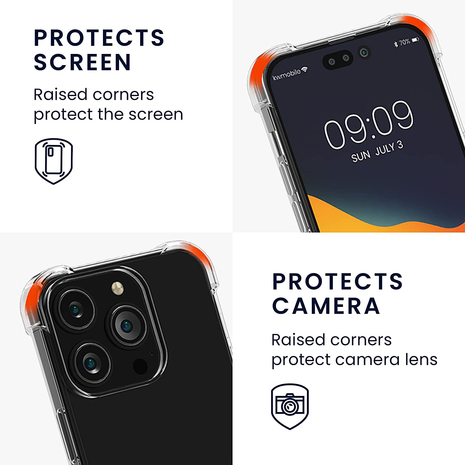 KW iPhone 14 Pro Θήκη Σιλικόνης TPU με Μεταλλικό Λουράκι - Διάφανη / Rose Gold - 59104.81