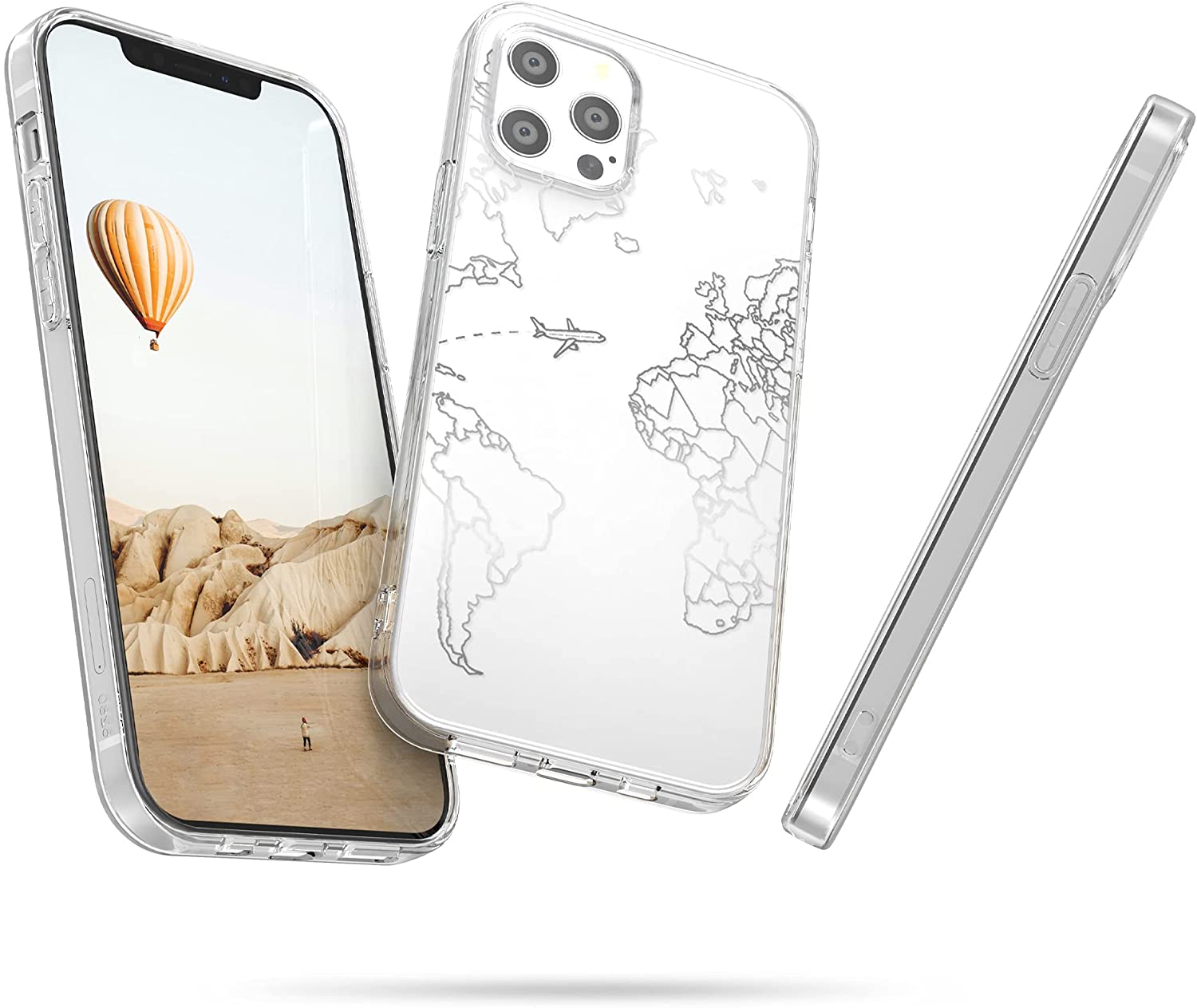 KW iPhone 12 / iPhone 12 Pro Θήκη Σιλικόνης TPU Design Travel and Explore - Διάφανη / Silver - 53035.12