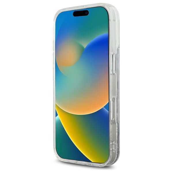 Karl Lagerfeld iPhone 16 Pro - Liquid Glitter Choupette Head - MagSafe Σκληρή Θήκη με Πλαίσιο Σιλικόνης - Διάφανη - KLHMP16LLGCHSGH