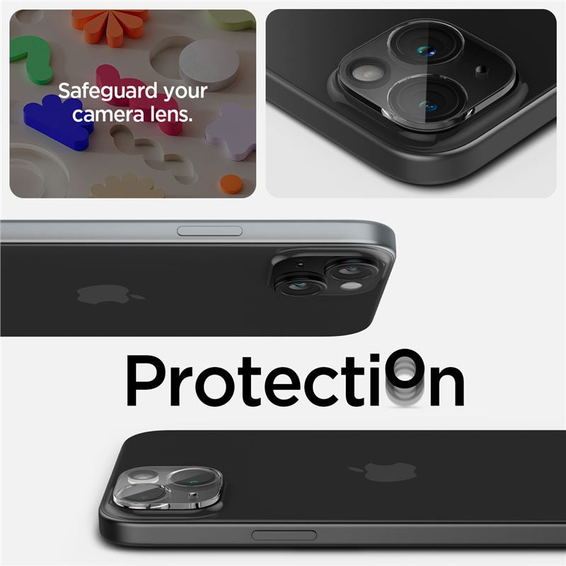 Spigen iPhone 15 / 15 Plus Aparatu Optik.TR Αντιχαρακτικό Γυαλί για την Κάμερα - 2 Τεμάχια - Διάφανο