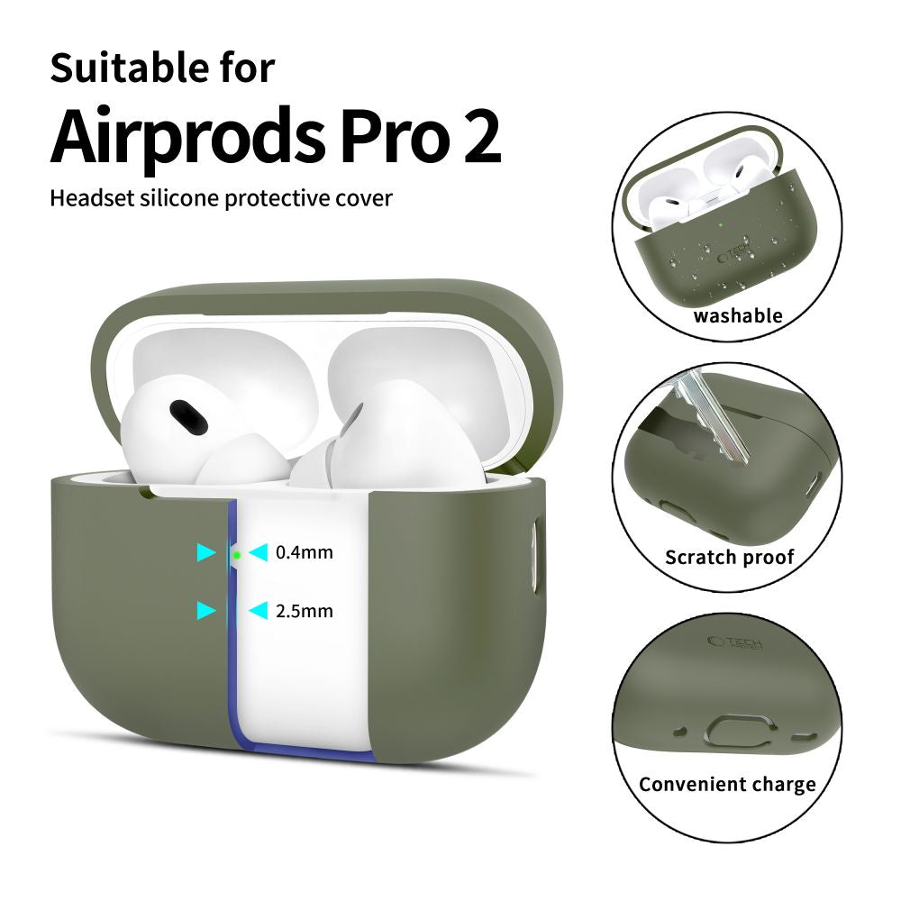 Tech-Protect AirPods Pro 1 / 2 Θήκη Σιλικόνης - Silicone - Olive Green