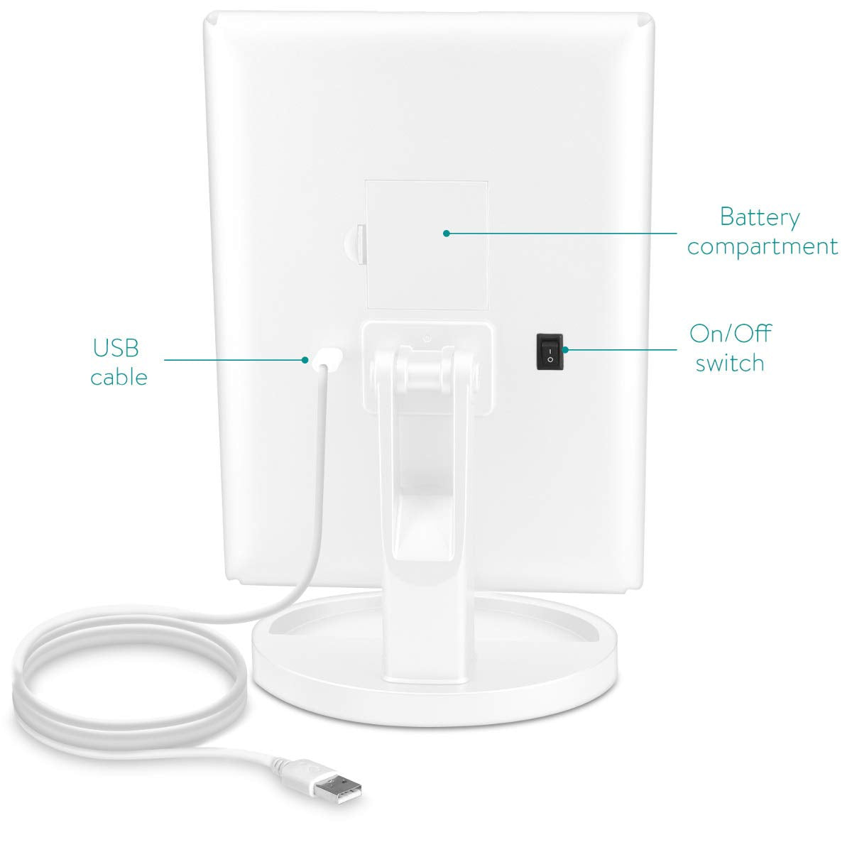 Navaris LED Foldable Cosmetic Mirror - Φωτιζόμενος Καθρέπτης LED - Matte White - 43457.48