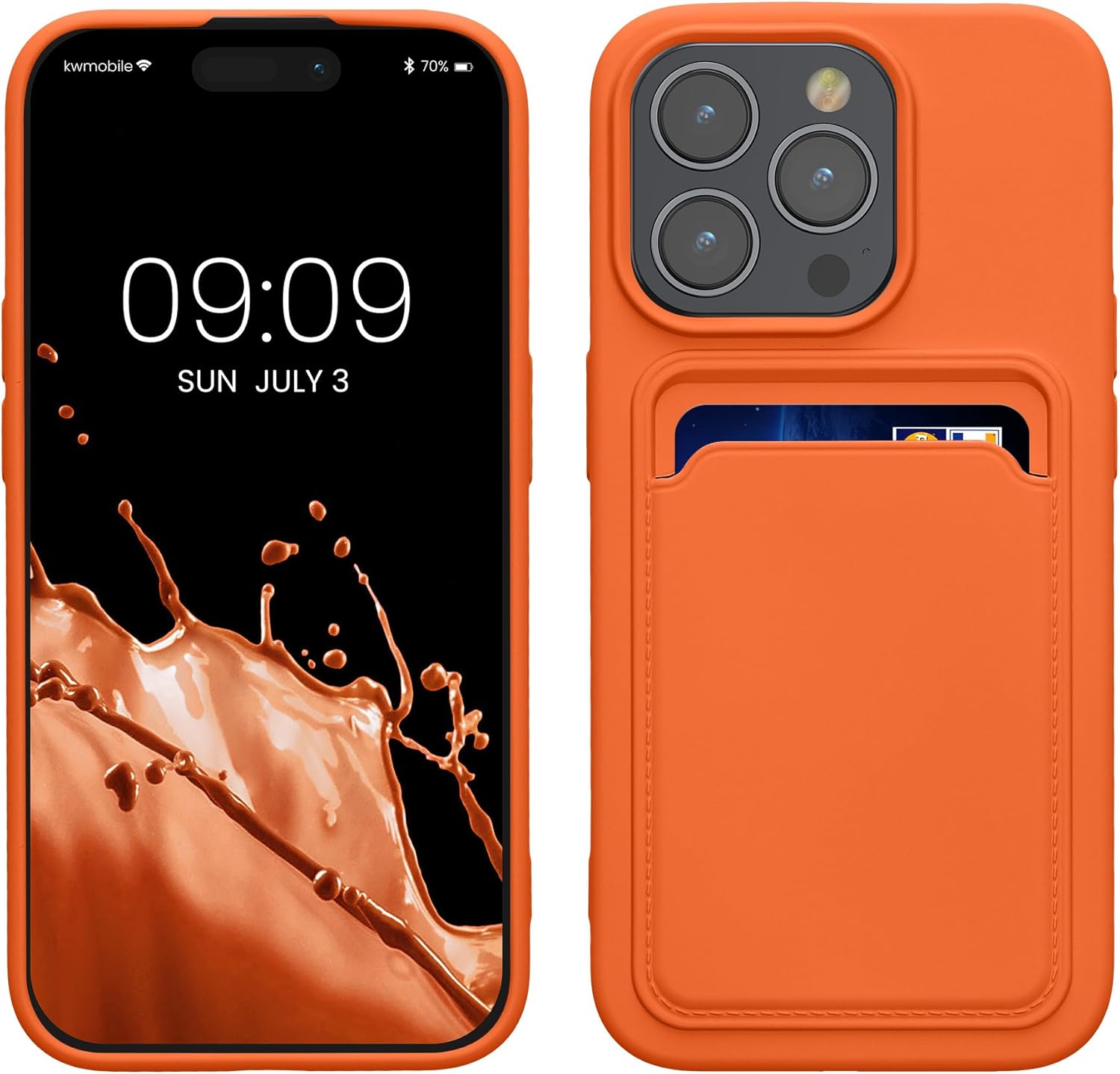 KW iPhone 15 Pro Θήκη Σιλικόνης TPU με Υποδοχή για Κάρτα - Orange