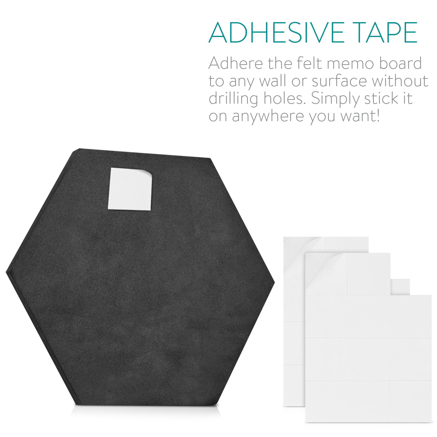 Navaris Hexagon Felt Memo Boards - Σετ με 4 Πλαίσια Ανακοινώσεων και Πινέζες - Light Grey - 44328.25