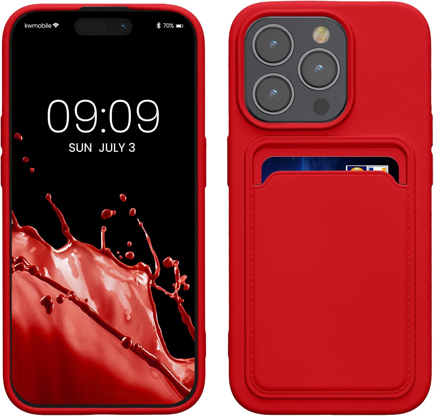 KW iPhone 15 Pro Θήκη Σιλικόνης TPU με Υποδοχή για Κάρτα - Red