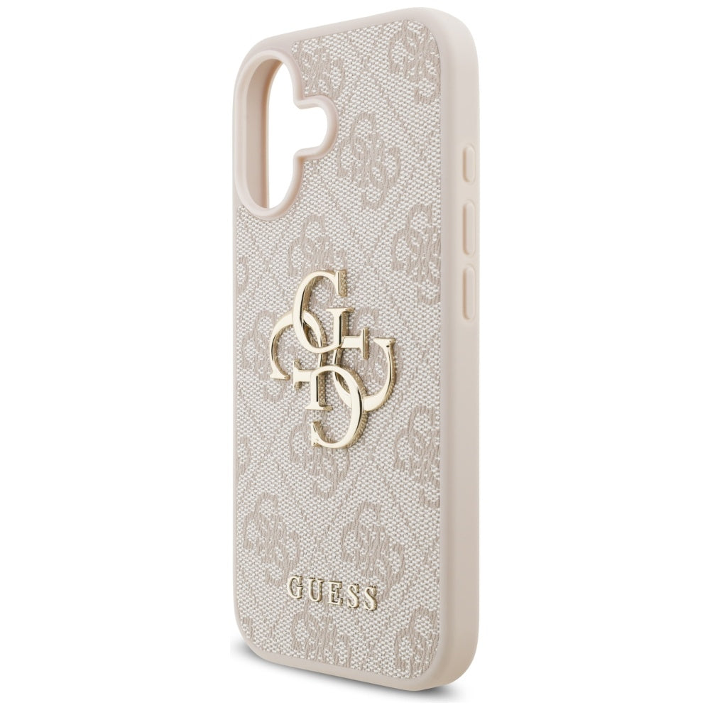Guess iPhone 17 - 4G Big Logo - Σκληρή Θήκη με Πλαίσιο Σιλικόνης και Επένδυση Συνθετικού Δέρματος - Pink - GUHCP17S4GMGPI