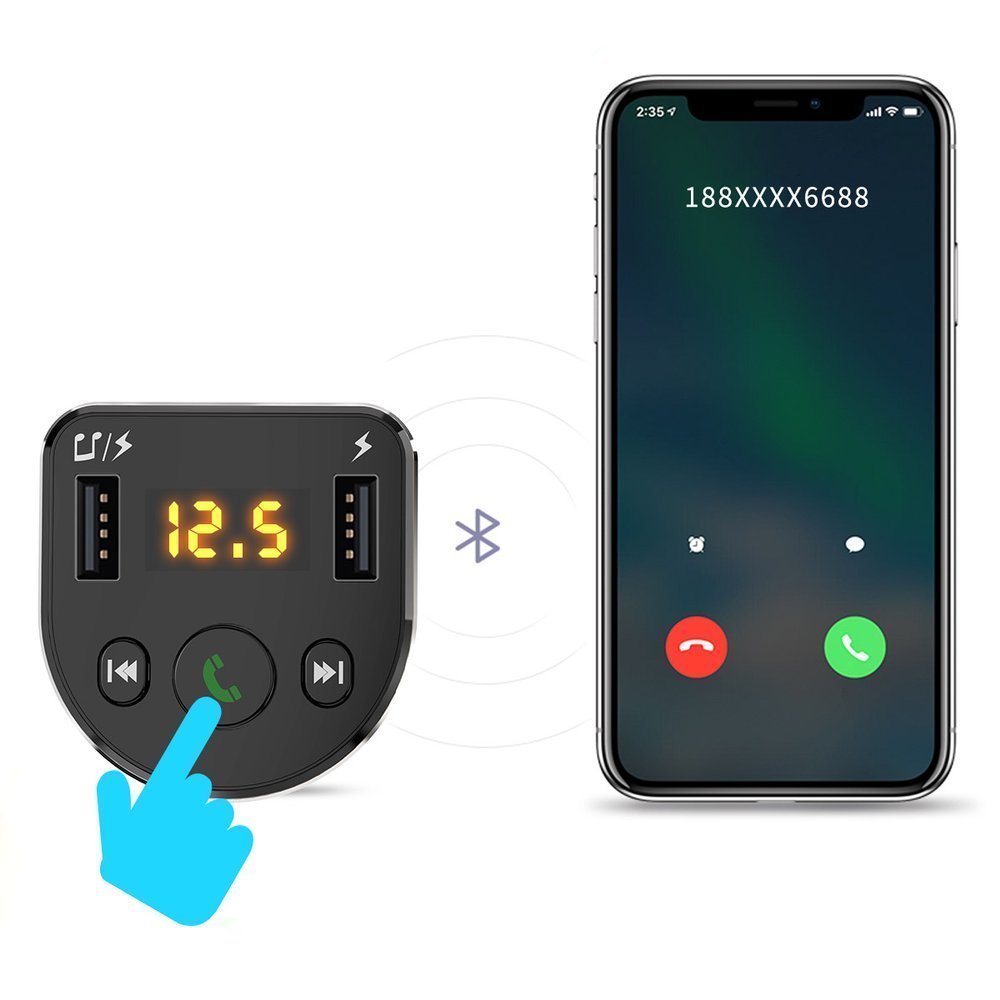 Dudao R2Pro FM Transmitter για Αναπαραγωγή Μουσικής / Κλήσεις / Φόρτιση Κινητών στο Αυτοκίνητο - Black